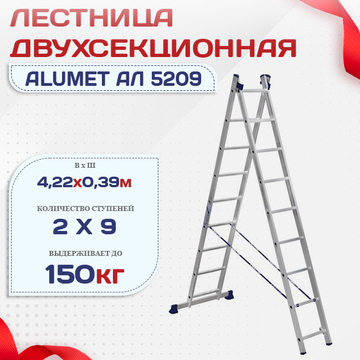 Лестница двухсекционная Alumet Ал 5209 - stroymarket66.ru - Пермь