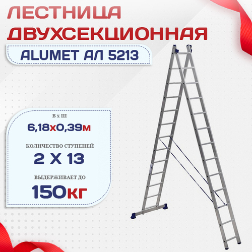 Лестница двухсекционная Alumet Ал 5213 - stroymarket66.ru - Пермь